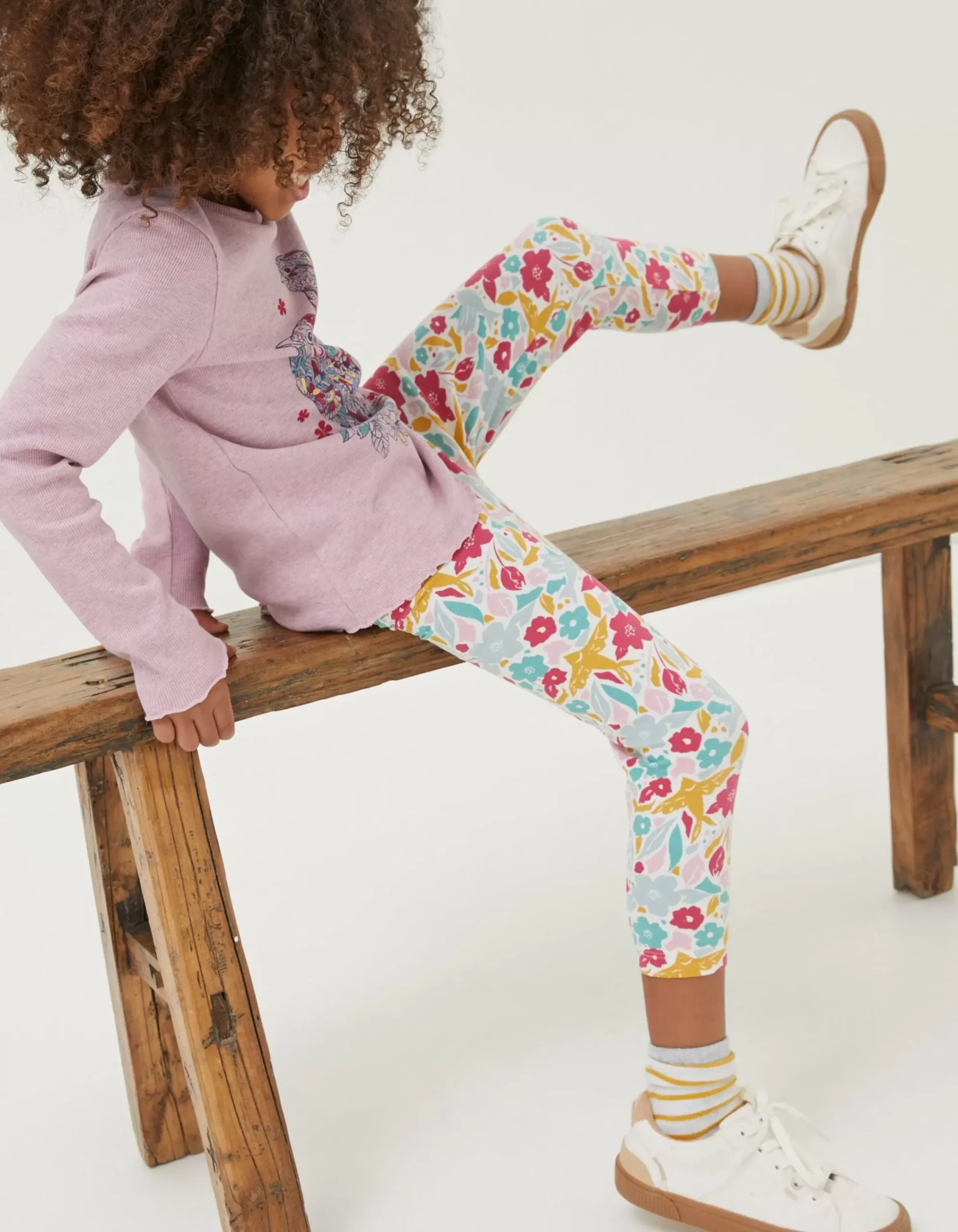 Girls FatFace View All|Two Pack Floral Blooms Crop Leggings