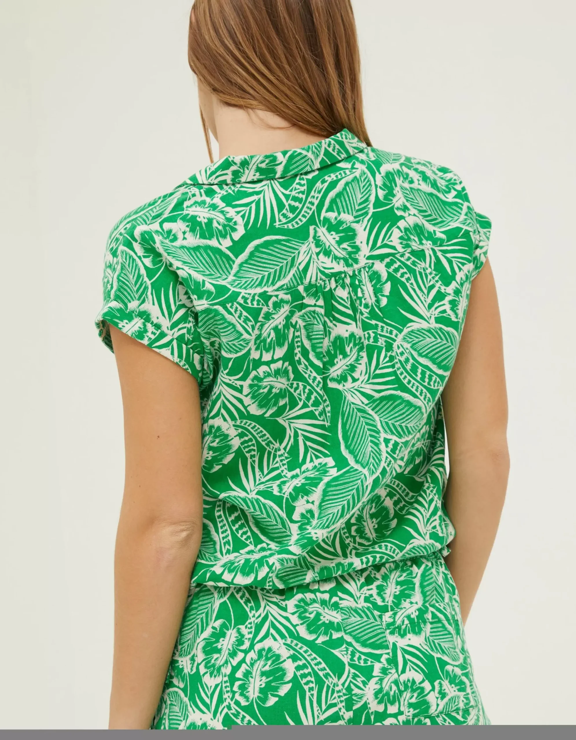 Women FatFace Shirts & Blouses|Val Leaf Linen Blend Shirt