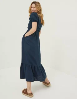 Women FatFace Dresses|Vivvie Linen Midi Dress