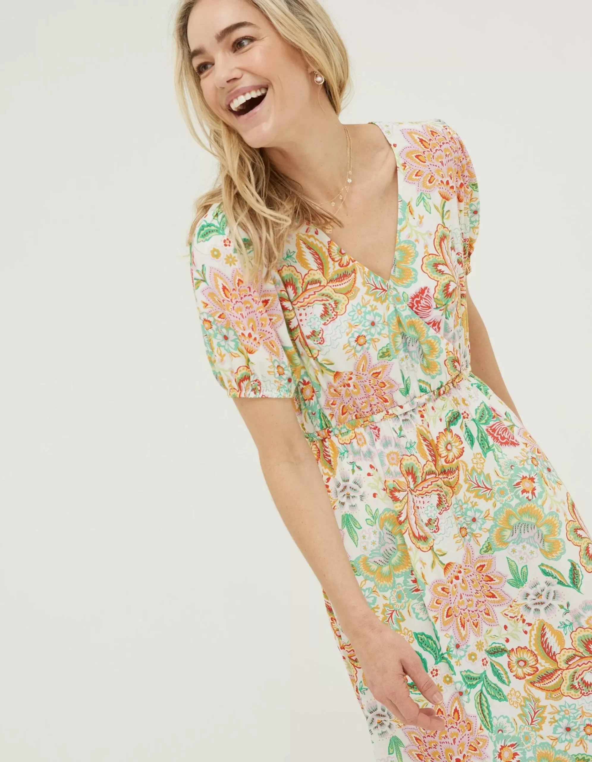 Women FatFace Dresses|Vivvie Paradise Midi Dress