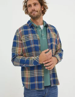 Men FatFace Shirts|Waddon Indigo Check Shirt