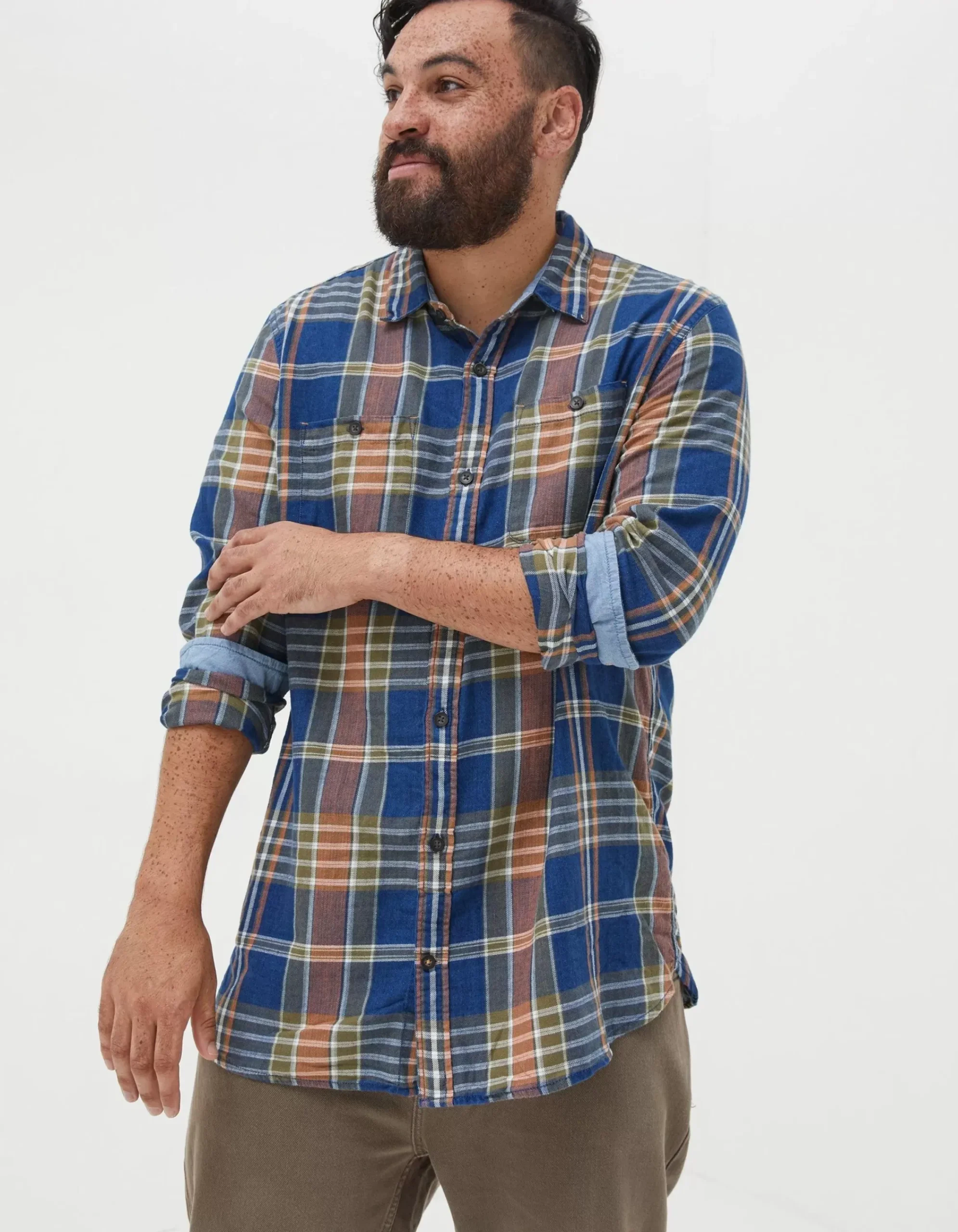 Men FatFace Shirts|Waddon Indigo Check Shirt