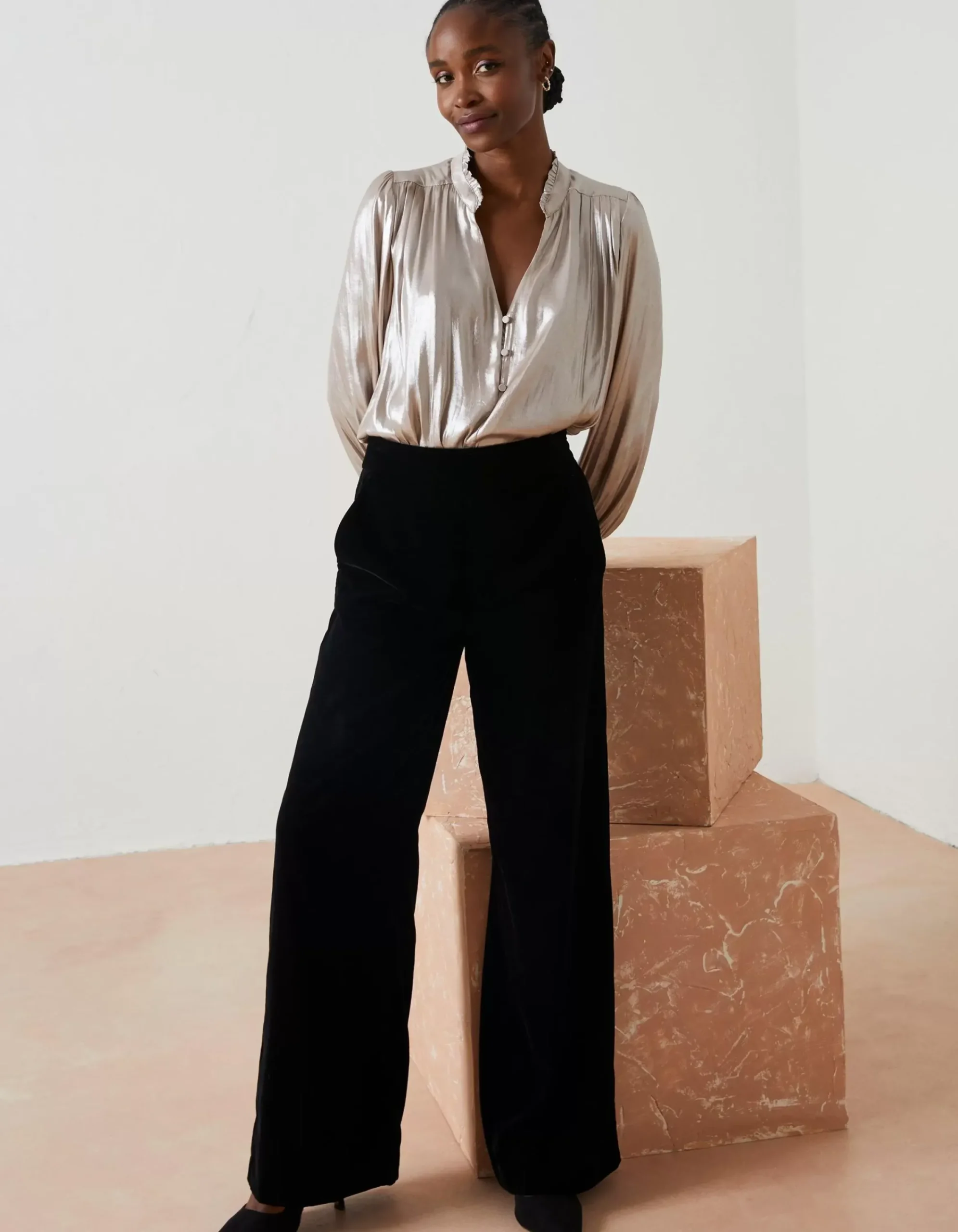 Women FatFace View All|Wide Leg Velvet Trousers
